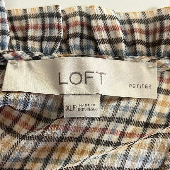 Loft Ivory Plaid Tie-Waist Dress – Petite XL - Picture 4 of 7